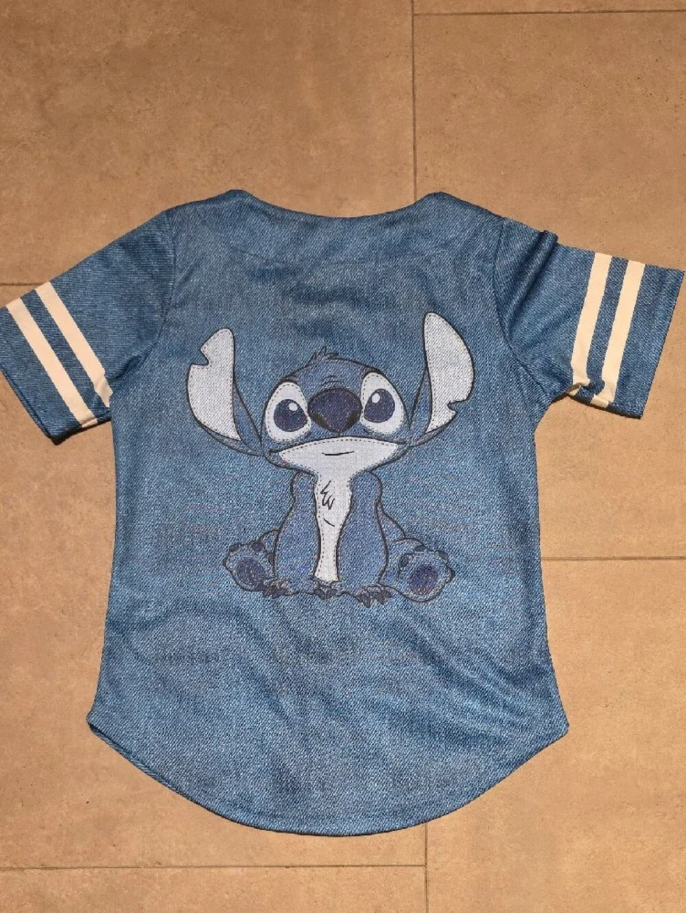 Disney Blue Stitch Baseball-Style Kids Jersey. Size 7/8